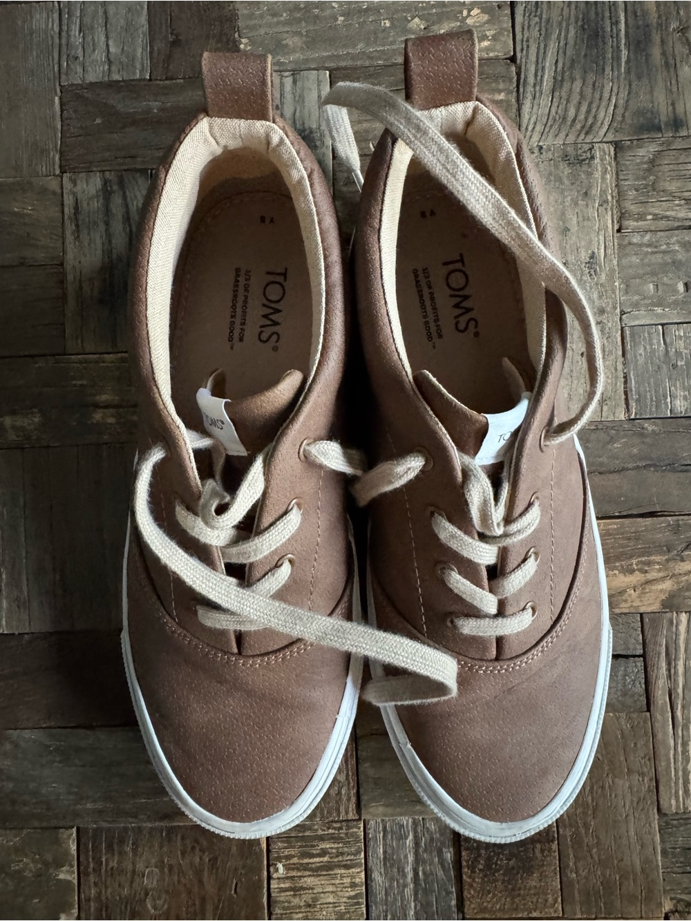 TOMS Kids Brown Leather Lace-Up Sneakers
